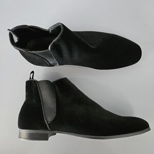 Zara Mens Black Chelsea Boots US 7 Ankle Velvet Velure Dressy Wedding Party Prom
